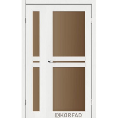 Міжкімнатні Двері Корфад Колекція MILANO Модель ML-06 (Ясень білий) полуторні з бронзовим стеклом