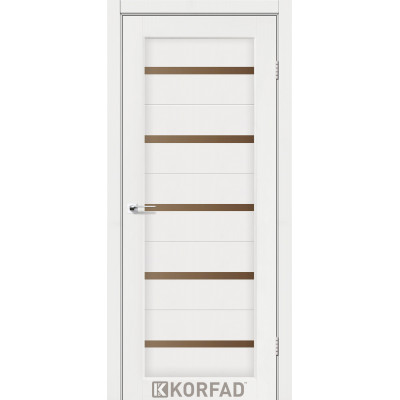 Межкомнатные двери Корфад Коллекция PORTO Модель PR-02 (Ясень белый) с Бронзовым стеклом