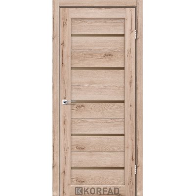 Межкомнатные двери Корфад Коллекция PORTO Модель PR-02 (Дуб тобакко) с бронзовым стеклом