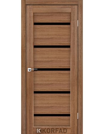 Межкомнатные двери Корфад Коллекция PORTO Модель PR-02 (Дуб браш) с Чёрным стеклом 
