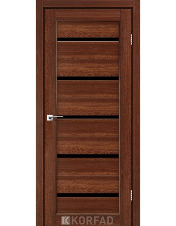 Межкомнатные двери Корфад Коллекция PORTO Модель PR-02 (Орех) с черным стеклом