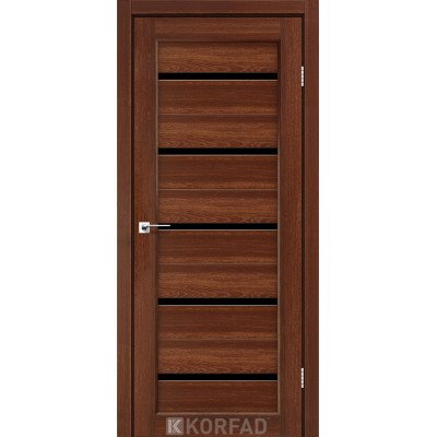 Міжкімнатні Двері Корфад Колекція PORTO Модель PR-02 (Горіх) з Чорним склом