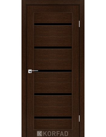 Межкомнатные двери Корфад Коллекция PORTO Модель PR-02 (Венге) с Чёрным стеклом