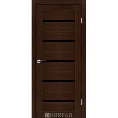 Межкомнатные двери Корфад Коллекция PORTO Модель PR-02 (Венге) с Чёрным стеклом