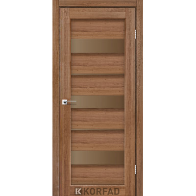 Межкомнотные двери Корфад Коллекция PORTO Модель PR-12 (Дуб браш) с Бронзовым стеклом