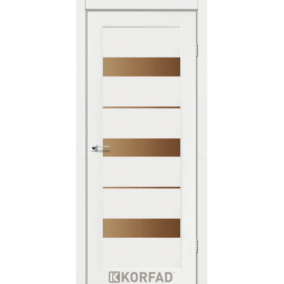 Межкомнотные двери Корфад Коллекция PORTO Модель PR-12 (Белая модрына) с Бронзовым стеклом