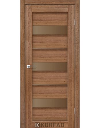 Межкомнотные двери Корфад Коллекция PORTO Модель PR-12 (Дуб браш) с Бронзовым стеклом