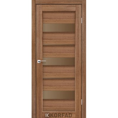 Межкомнотные двери Корфад Коллекция PORTO Модель PR-12 (Дуб браш) с Бронзовым стеклом