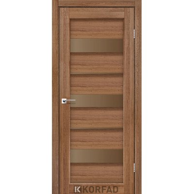 Міжкімнатні Двері Корфад Колекція PORTO Модель PR-12 (Дуб браш) з Бронзовим склом