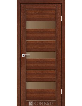 Межкомнотные двери Корфад Коллекция PORTO Модель PR-12 (Орех) с Бронзовым стеклом