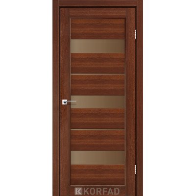 Межкомнотные двери Корфад Коллекция PORTO Модель PR-12 (Орех) с Бронзовым стеклом