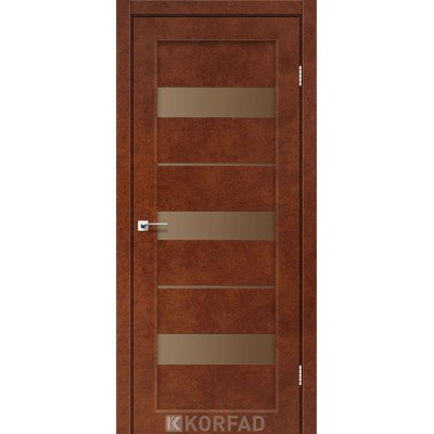 Межкомнотные двери Корфад Коллекция PORTO Модель PR-12 (Сталь кортэн) с Бронзовым стеклом