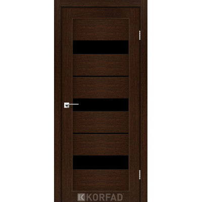 Межкомнатные двери Корфад Коллекция PORTO Модель PR-12 (Венге) с Чёрным стеклом