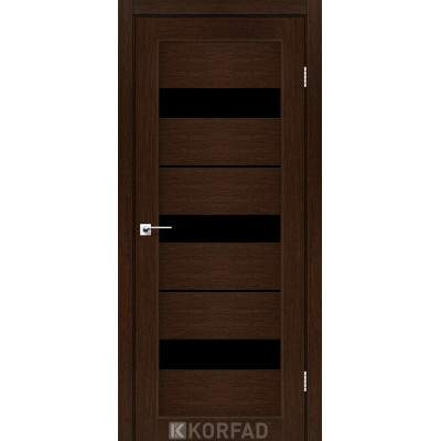 Межкомнатные двери Корфад Коллекция PORTO Модель PR-12 (Венге) с Чёрным стеклом