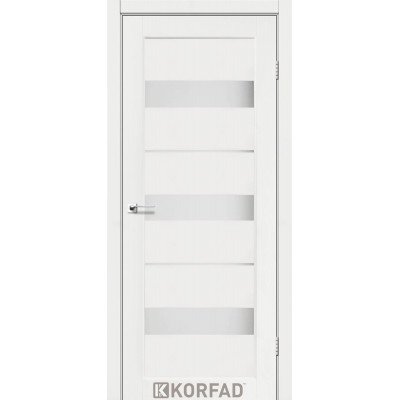 Межкомнатные двери Корфад Коллекция PORTO Модель PR-12 (Ясень белый) стекло сатин