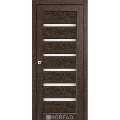 Межкомнатные двери Корфад Коллекция PORTO Модель PR-01 (Дуб марсала) со стеклом сатин