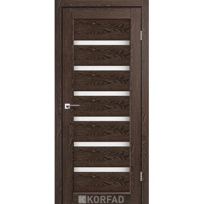 Межкомнатные двери Корфад Коллекция PORTO Модель PR-01 (Дуб марсала) со стеклом сатин