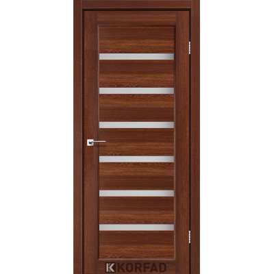 Межкомнатные двери Корфад Коллекция PORTO Модель PR-01 (Орех) со стеклом сатин