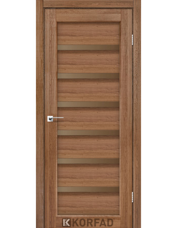 Межкомнотные двери Корфад Коллекция PORTO DELUXE Модель PD-01 (Дуб браш) с бронзовым стеклом