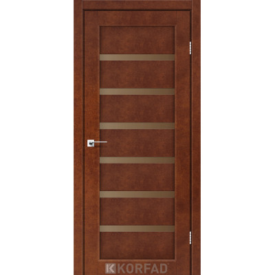 Межкомнотные двери Корфад Коллекция PORTO DELUXE Модель PD-01 (Сталь кортэн) с бронзовым стеклом