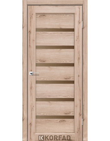 Межкомнотные двери Корфад Коллекция PORTO DELUXE Модель PD-01 (Дуб тобакко) с бронзовым стеклом