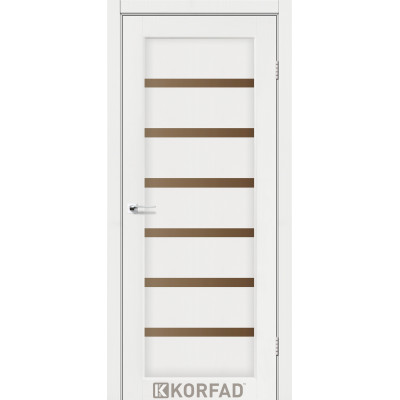 Межкомнотные двери Корфад Коллекция PORTO DELUXE Модель PD-01 (Ясень белый) с бронзовым стеклом