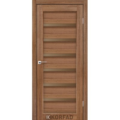 Міжкімнатні Двері Корфад Колекція PORTO DELUXE Модель PD-01 (Дуб браш) з бронзовим склом