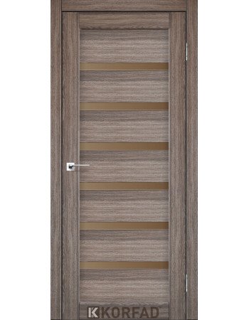 Межкомнотные двери Корфад Коллекция PORTO DELUXE Модель PD-01 (Дуб грей) с бронзовым стеклом
