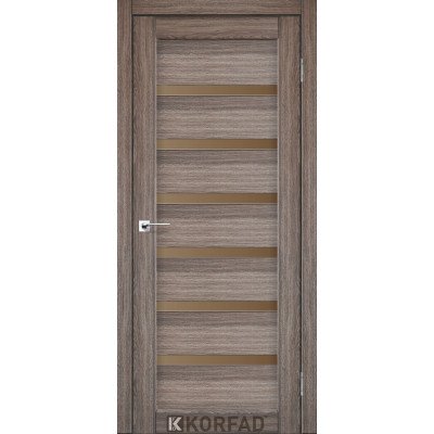 Міжкімнатні Двері Корфад Колекція PORTO DELUXE Модель PD-01 (Дуб грей) з бронзовим склом