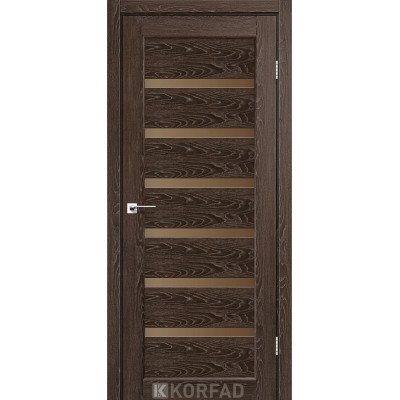 Межкомнотные двери Корфад Коллекция PORTO DELIXE Модель PD-01 (Дуб марсала) с бронзовым стеклом