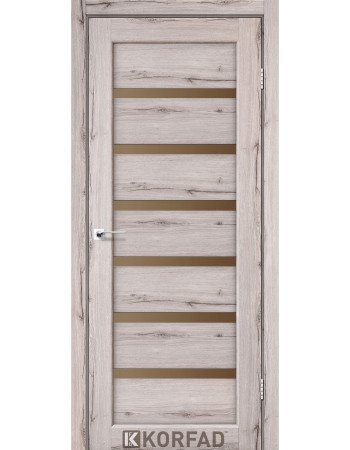 Межкомнотные двери Корфад Коллекция PORTO DELUXE Модель PD-01 (Дуб нордик) с бронзовым стеклом