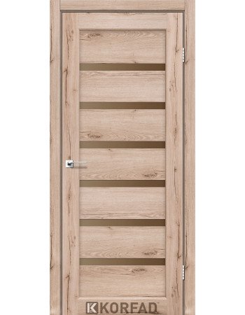 Міжкімнатні Двері Корфад Колекція PORTO DELUXE Модель PD-01 (Дуб тобакко) з бронзовим склом