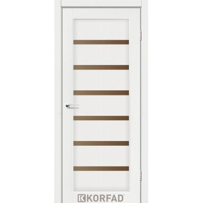 Міжкімнатні Двері Корфад Колекція PORTO DELUXE Модель PD-01 (Ясен білий) з бронзовим склом