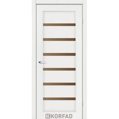 Межкомнотные двери Корфад Коллекция PORTO DELUXE Модель PD-01 (Ясень белый) с бронзовым стеклом