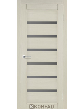 Межкомнотные двери Корфад Коллекция PORTO DELUXE Модель PD-01 (Дуб белёный) с графитовым стеклом