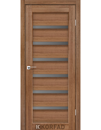 Межкомнотные двери Корфад Коллекция PORTO DELUXE Модель PD-01 (Дуб браш) с грфитовым стеклом