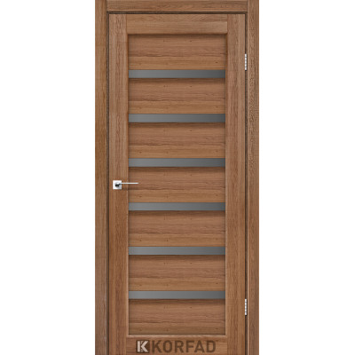 Межкомнотные двери Корфад Коллекция PORTO DELUXE Модель PD-01 (Дуб браш) с грфитовым стеклом