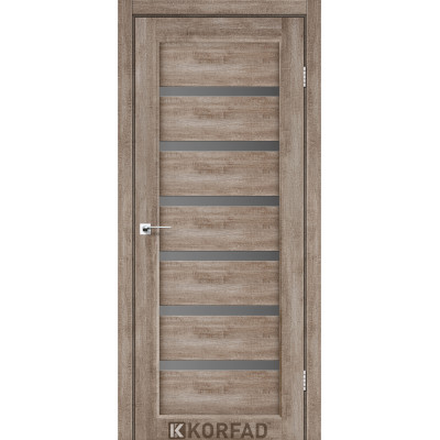 Межкомнотные двери Корфад Коллекция PORTO DELUXE Модель PD-01 (Эш-вайт) с грфитовым стеклом