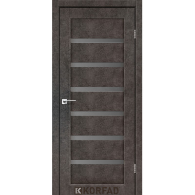 Межкомнотные двери Корфад Коллекция PORTO DELUXE Модель PD-01 (Лофт бетон) с грфитовым стеклом