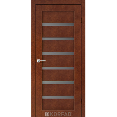 Межкомнотные двери Корфад Коллекция PORTO DELUXE Модель PD-01 (Сталь кортэн) с графитовым стеклом