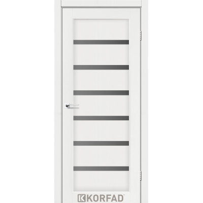 Межкомнотные двери Корфад Коллекция PORTO DELUXE Модель PD-01 (Ясень белый) с грфитовым стеклом