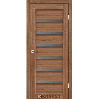 Міжкімнатні Двері Корфад Колекція PORTO DELUXE Модель PD-01 (Дуб браш) з грфітовим склом
