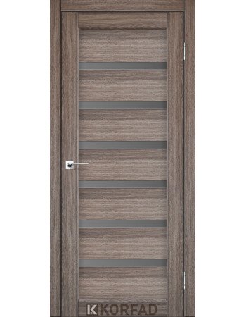 Межкомнотные двери Корфад Коллекция PORTO DELUXE Модель PD-01 (Дуб грей) с графитовым стеклом
