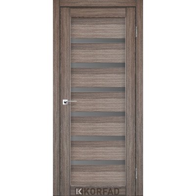 Міжкімнатні Двері Корфад Колекція PORTO DELUXE Модель PD-01 (Дуб грей) з грфітовим склом