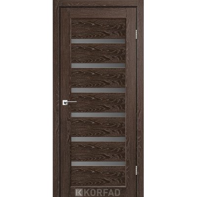 Межкомнатные двери Корфад Коллекция PORTO DELIXE Модель PD-01 (Дуб марсала) с графитовым стеклом