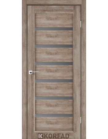 Межкомнотные двери Корфад Коллекция PORTO DELUXE Модель PD-01 (Эш-вайт) с грфитовым стеклом