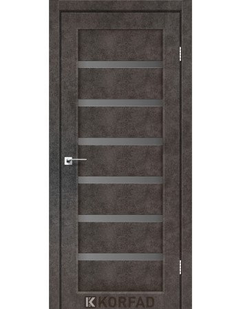 Межкомнотные двери Корфад Коллекция PORTO DELUXE Модель PD-01 (Лофт бетон) с грфитовым стеклом