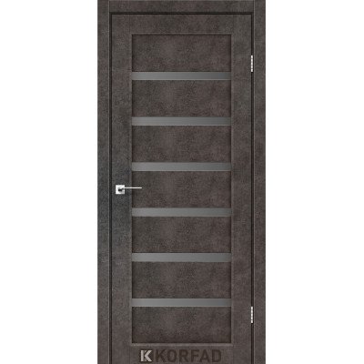 Міжкімнатні Двері Корфад Колекція PORTO DELUXE Модель PD-01 (Лофт бетон) з грфітовим склом