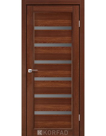 Межкомнотные двери Корфад Коллекция PORTO DELUXE Модель PD-01 (Орех) с графитовым стеклом