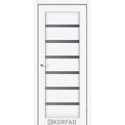 Межкомнотные двери Корфад Коллекция PORTO DLUXE Модель PD-01 (Белый перламутр) с грфитовым стеклом